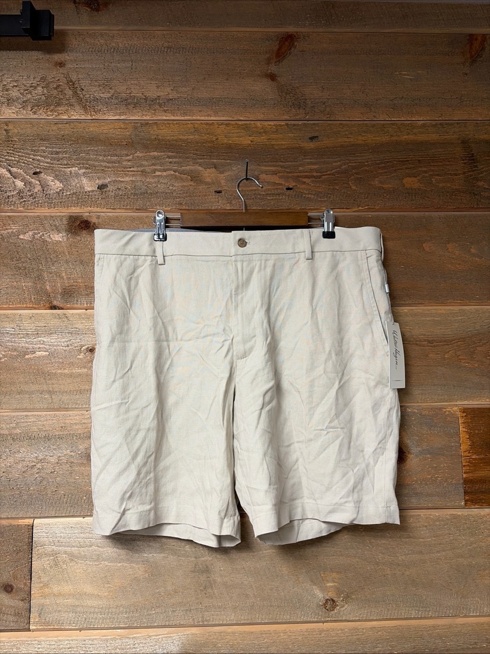 Walter Hagen Clubhouse Linen Shorts Mens 40 Khaki Flat Front Golf NEW NWT